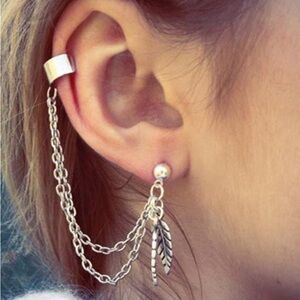 Free People Silver Multi-Chain Earrings